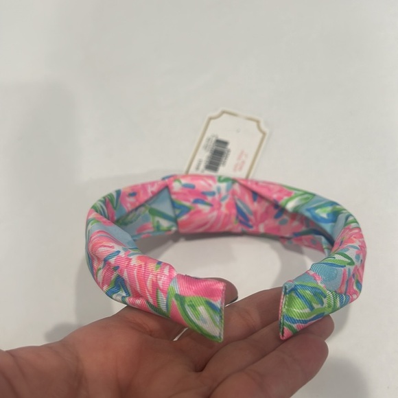 Lilly Pulitzer Floral Pink and Blue top knit poly twill Headband 1” wide new - Picture 4 of 5